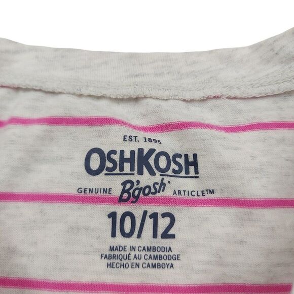 OshKosh B'gosh Girls Tee 10/12 Long Sleeve Striped 100% Cotton - Picture 6 of 8